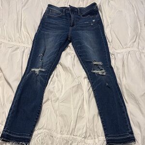 Abercrombie & Fitch Dark Blue Distressed Ankle Jeans